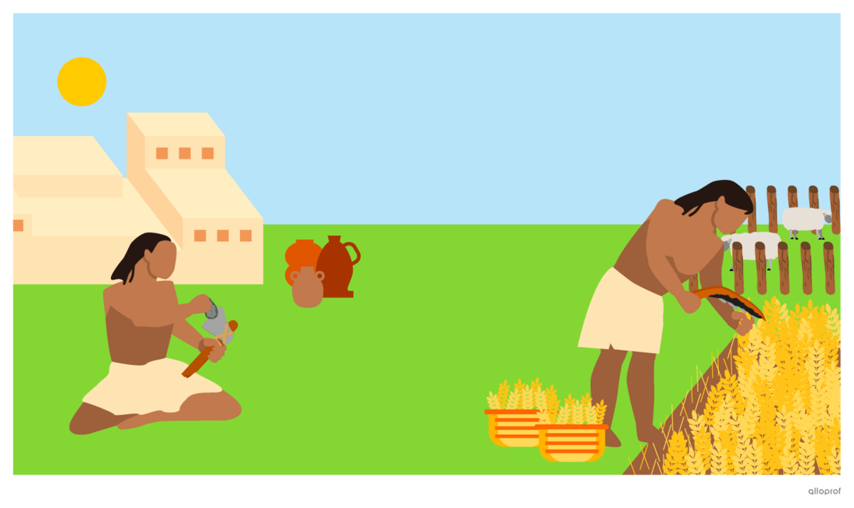 Représentation du village de Çatal Höyük.