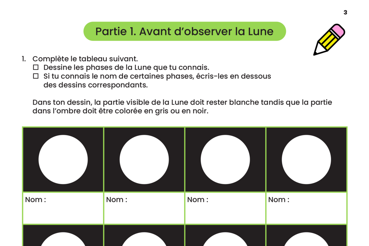 Un aperçu du cahier de l’élève.