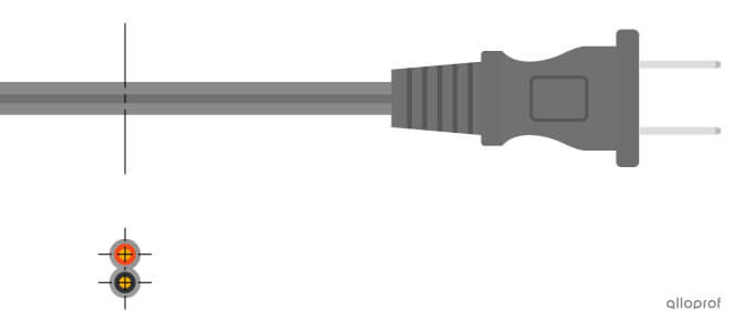 The offset sectional view of a power cable.