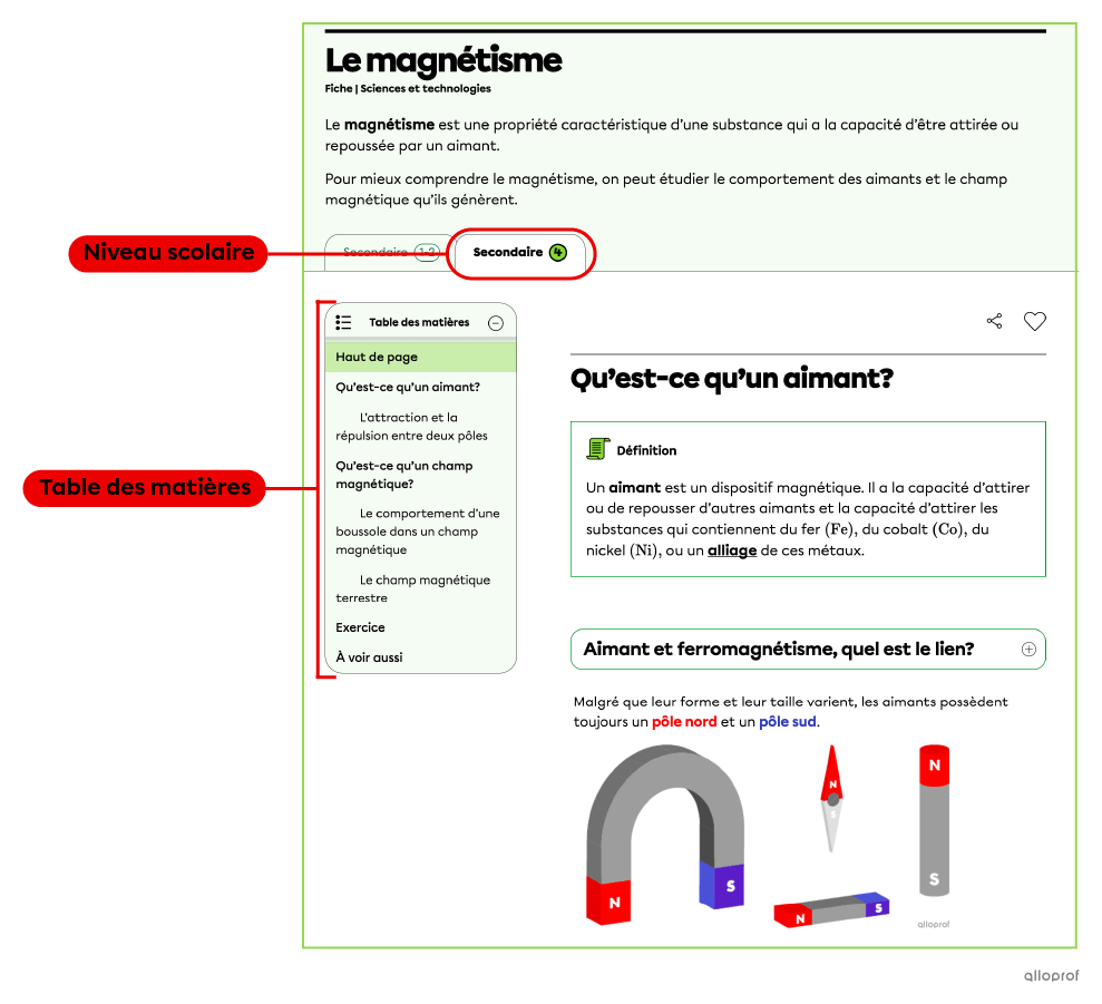 Capture d’écran d’une fiche de 4e secondaire.