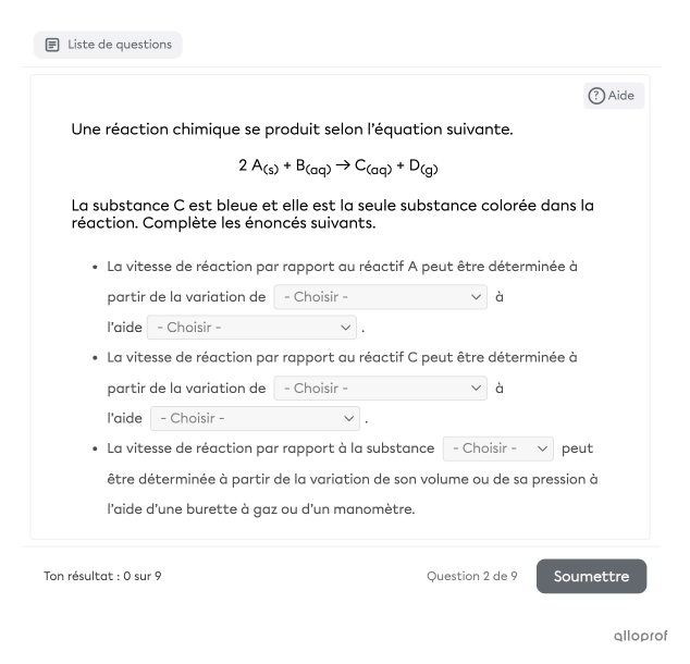 Capture d’écran d’un exercice.