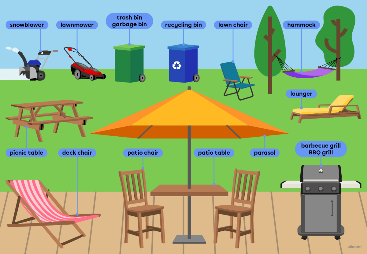 Outdoor furniture and equipment.