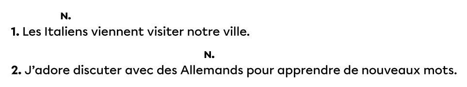 2 exemples de phrases avec des noms propres de peuple