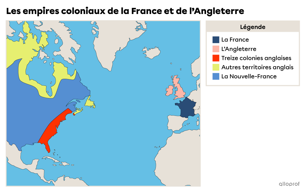 Carte de la France, de l’Angleterre et de leurs colonies en Amérique du Nord.
