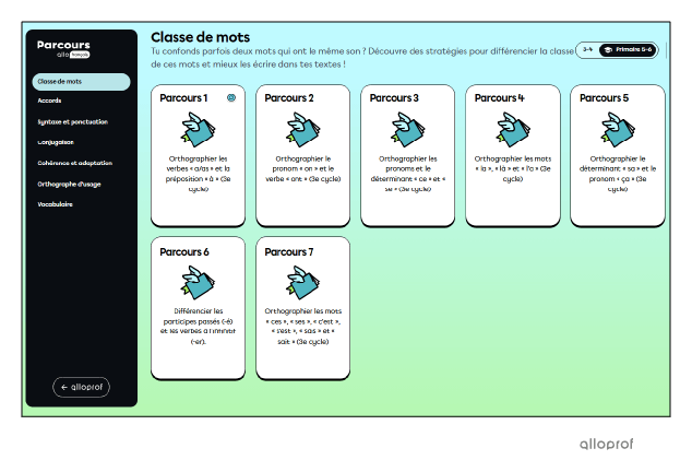 Un aperçu des Parcours.