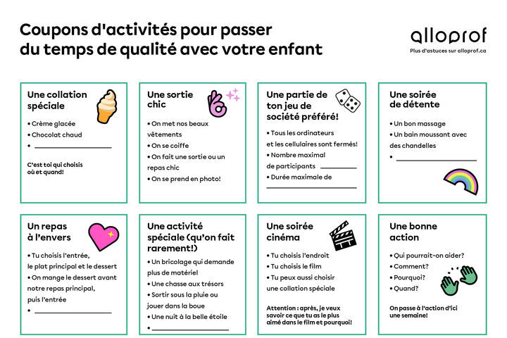 Passer du temps de qualité avec votre enfant.