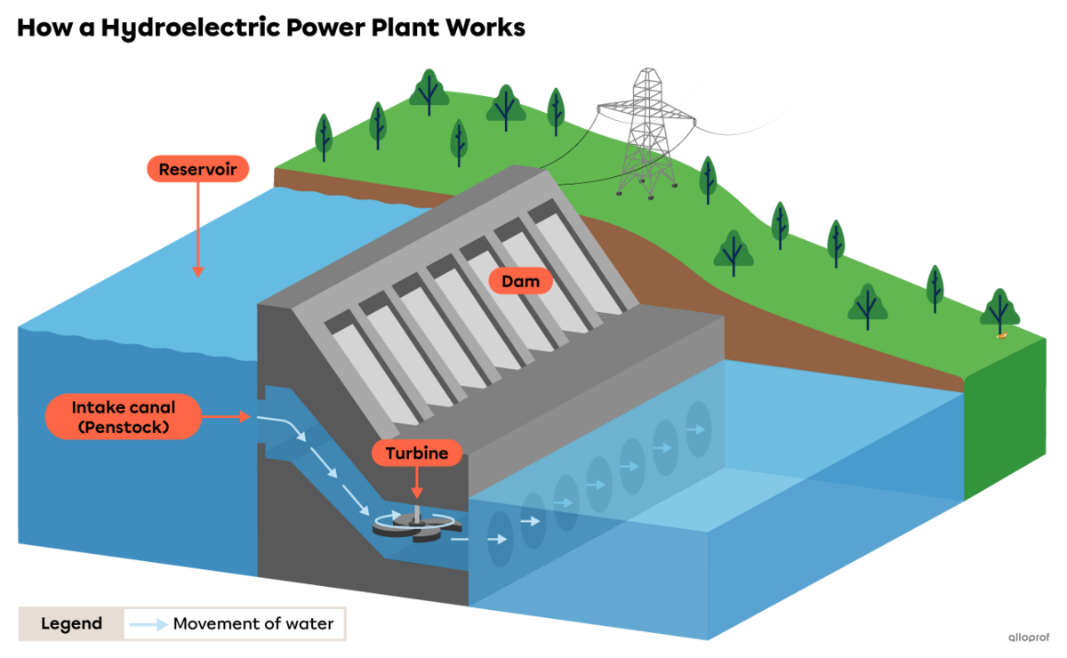 How a hydroelectric power plant works.