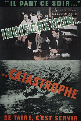 Une affiche encourageant la discrétion durant la guerre.