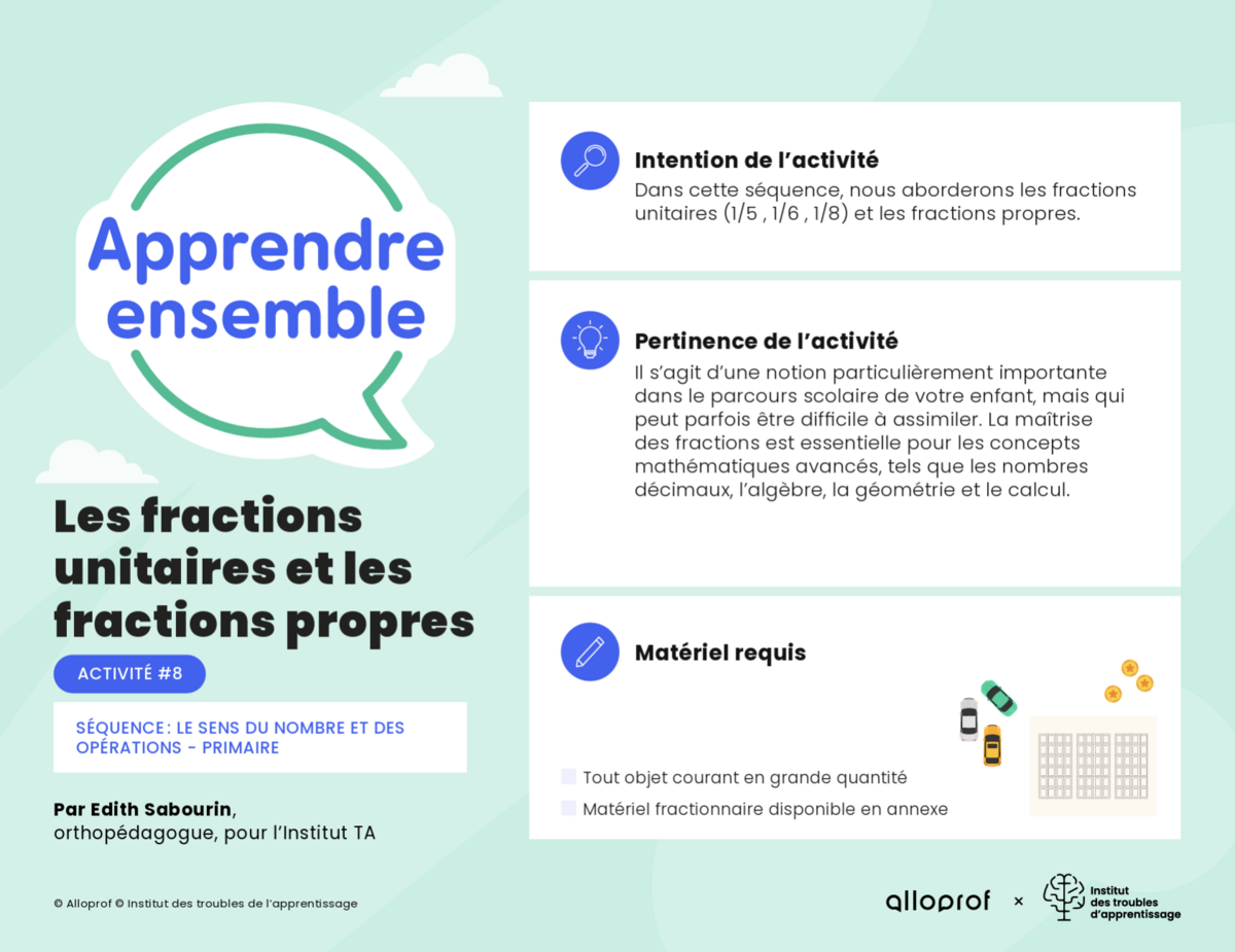 Activité n° 8 : Les fractions unitaires et les fractions propres