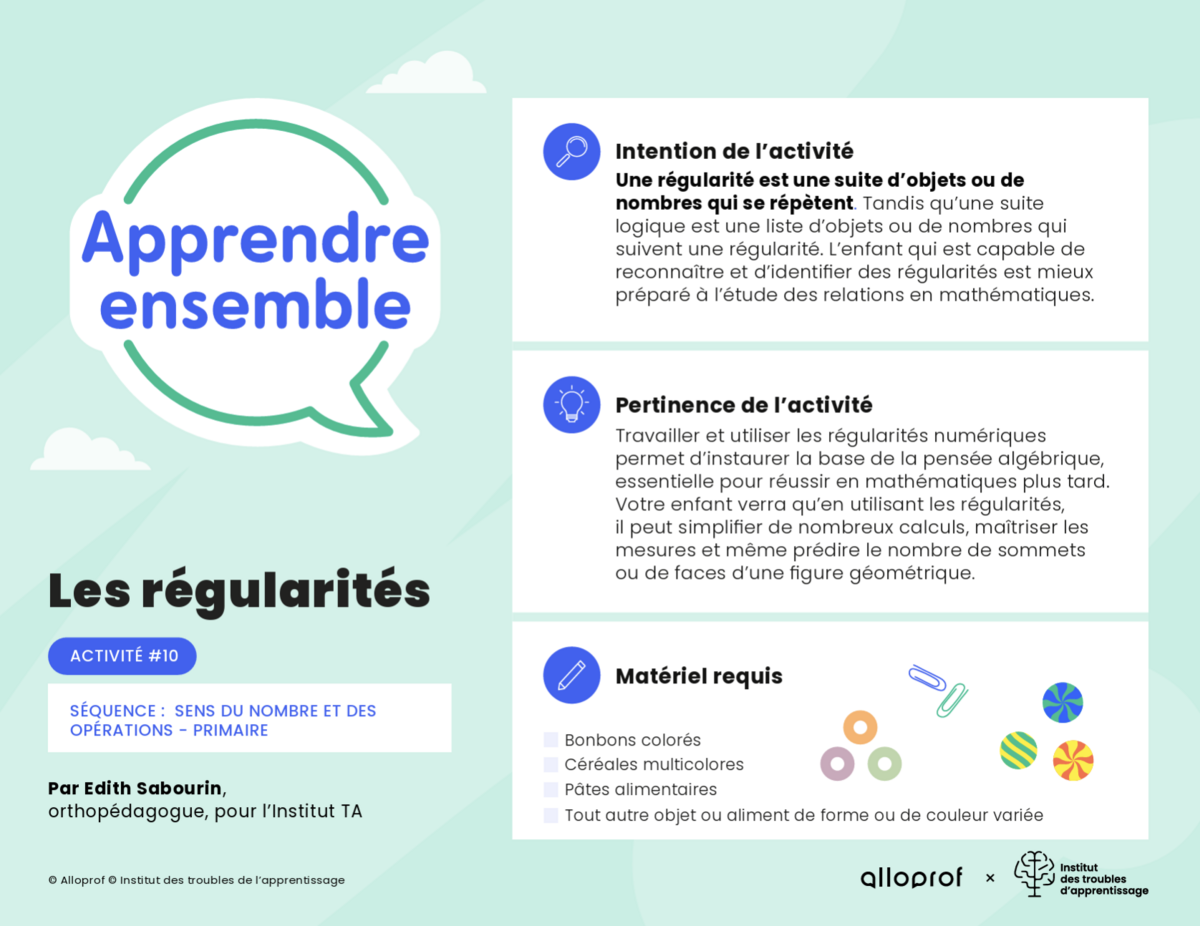 Activité n° 10 : Les régularités