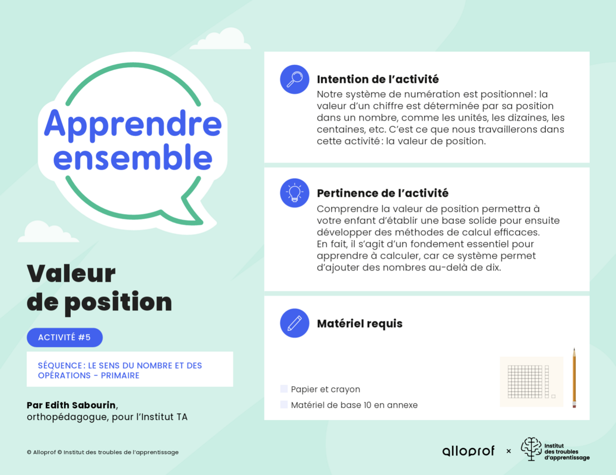 Activité n° 5 : Valeur de position