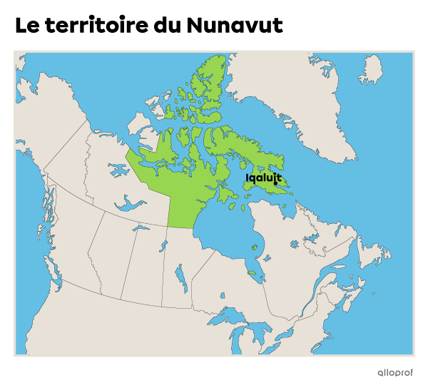 Carte du territoire du Nunavut dans le Canada.