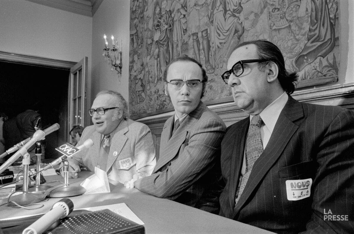 Photograph of the leaders of the 3 main labour confederations.
