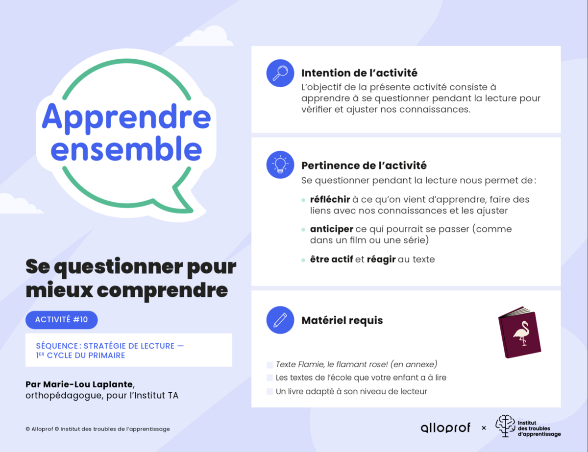 Activité n° 10 : Se questionner pour mieux comprendre