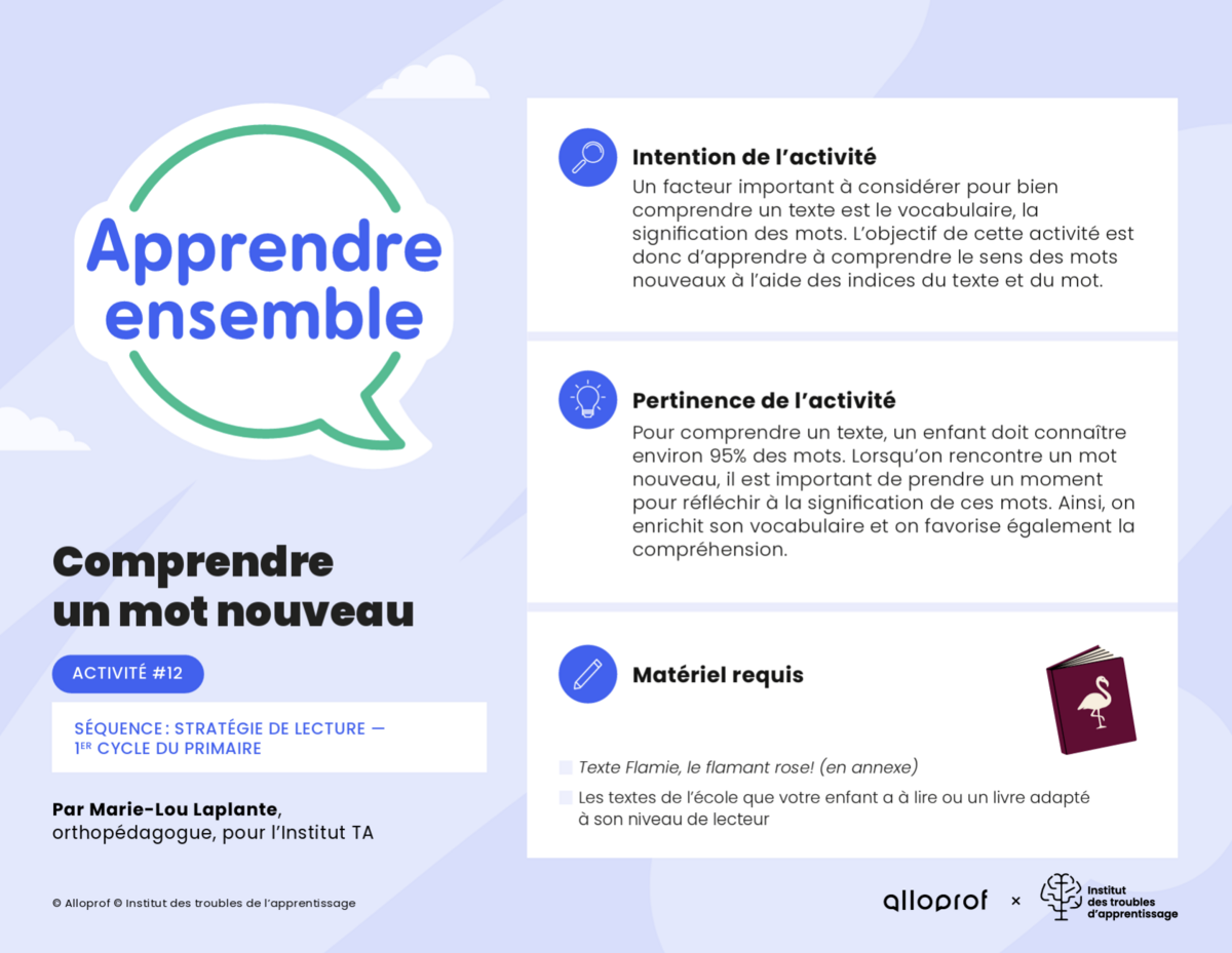 Activité n° 12 : Comprendre un mot nouveau
