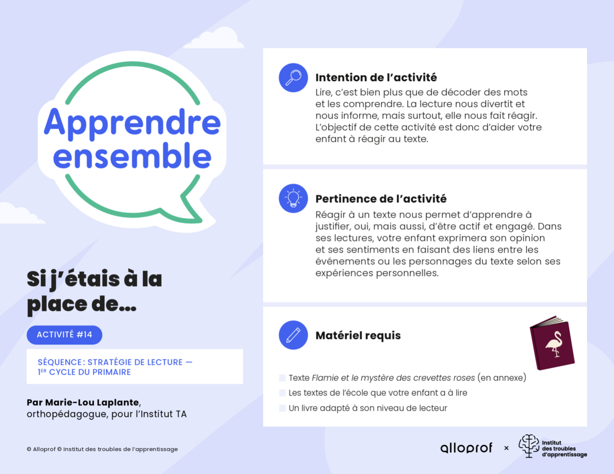 Activité n° 14 : Si j’étais à la place de…