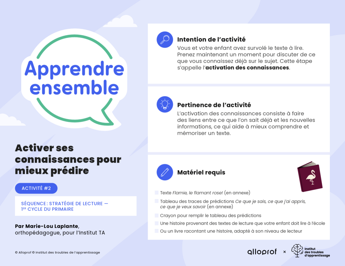 Activité n° 2 : Activer ses connaissances pour mieux prédire