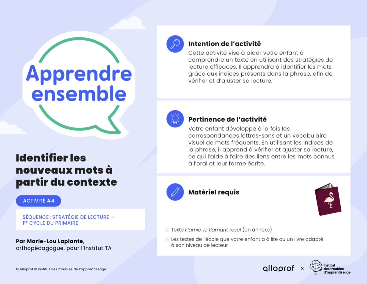 Activité n° 4 : Identifier les nouveaux mots à partir du contexte