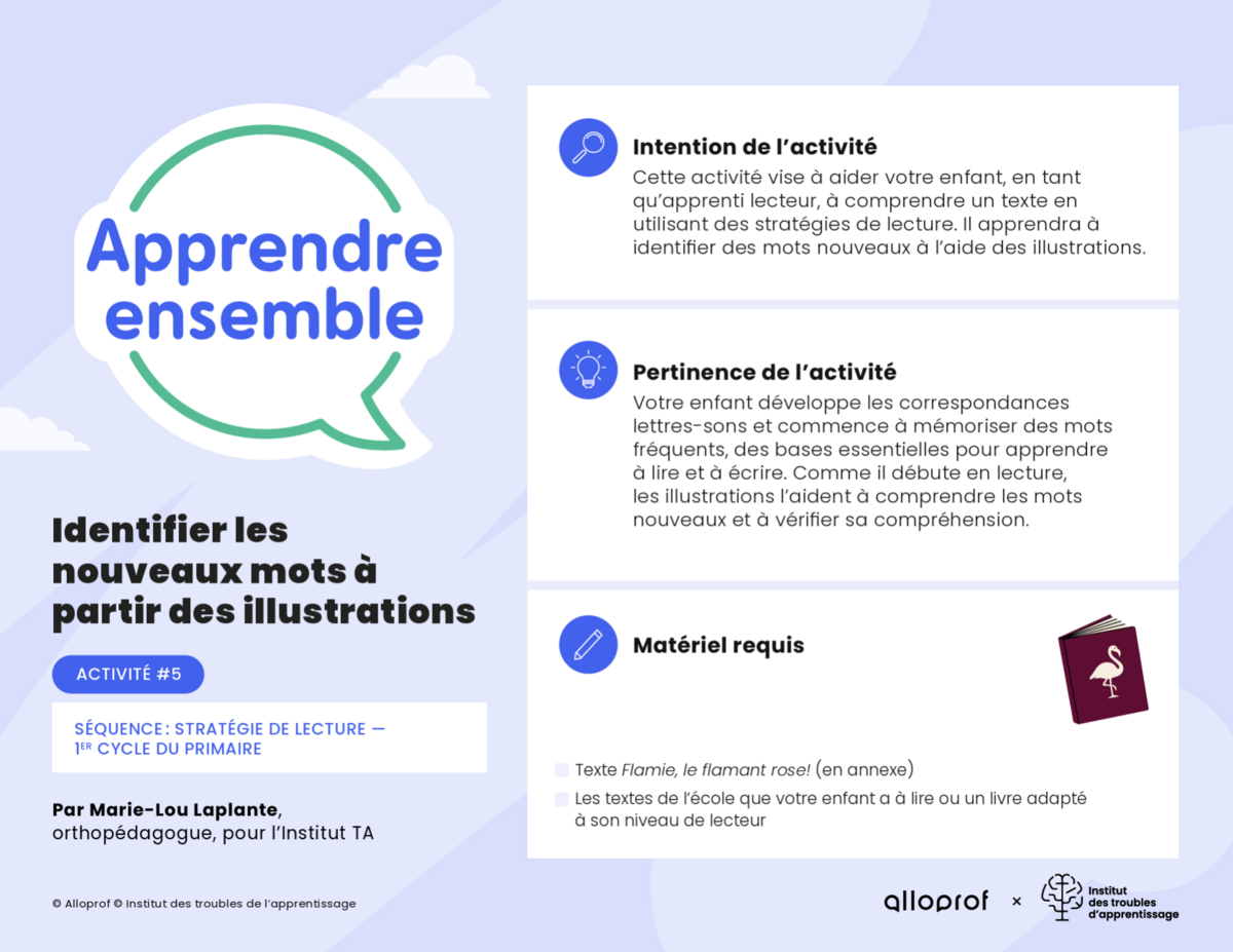Activité n° 5 : Identifier les nouveaux mots à partir des illustrations