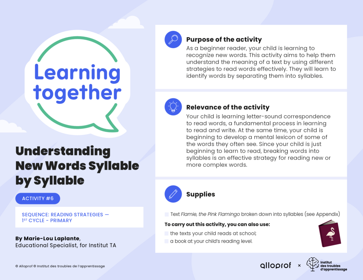 Activity #6: Understanding New Words Syllable by Syllable