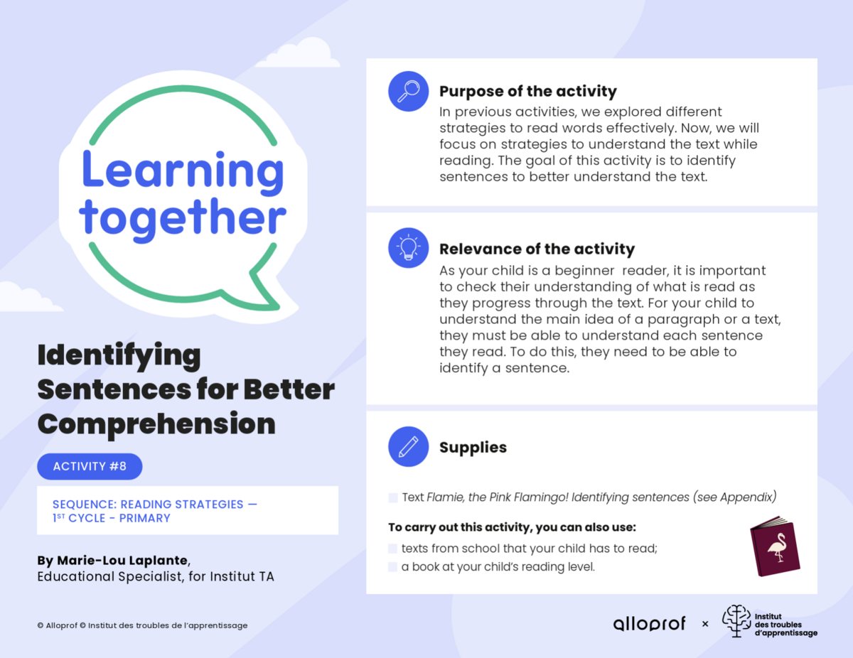 Activity #8: Identifying Sentences for Better Comprehension