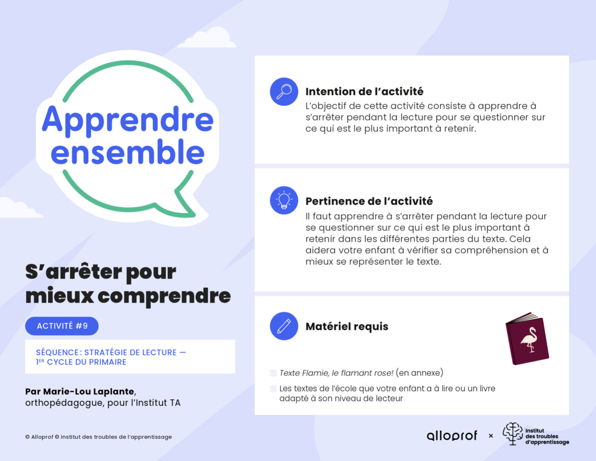 Activité n° 9 : S’arrêter pour mieux comprendre