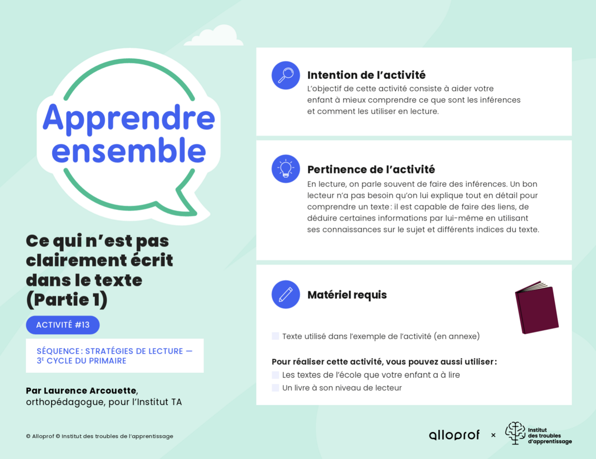 Aperçu de l'activité.