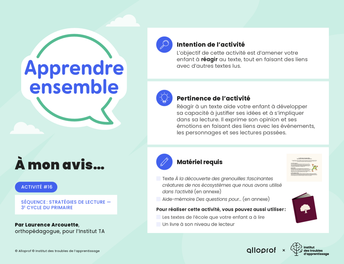 Aperçu de l'activité.