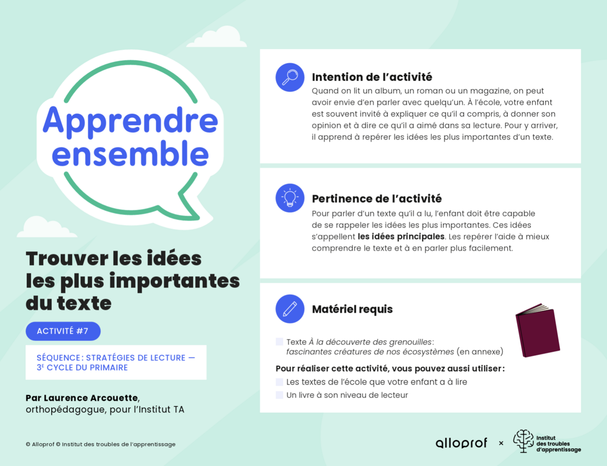 Aperçu de l'activité.