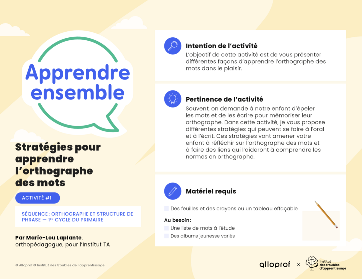 Aperçu de l'activité.