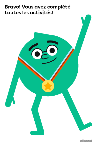Bravo! Vous avez complété toutes les activités.