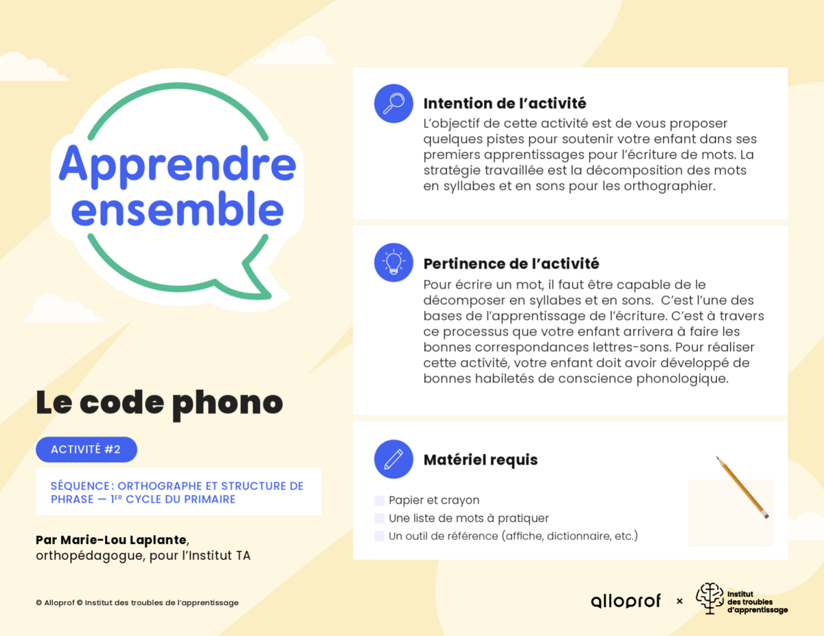 Aperçu de l'activité.