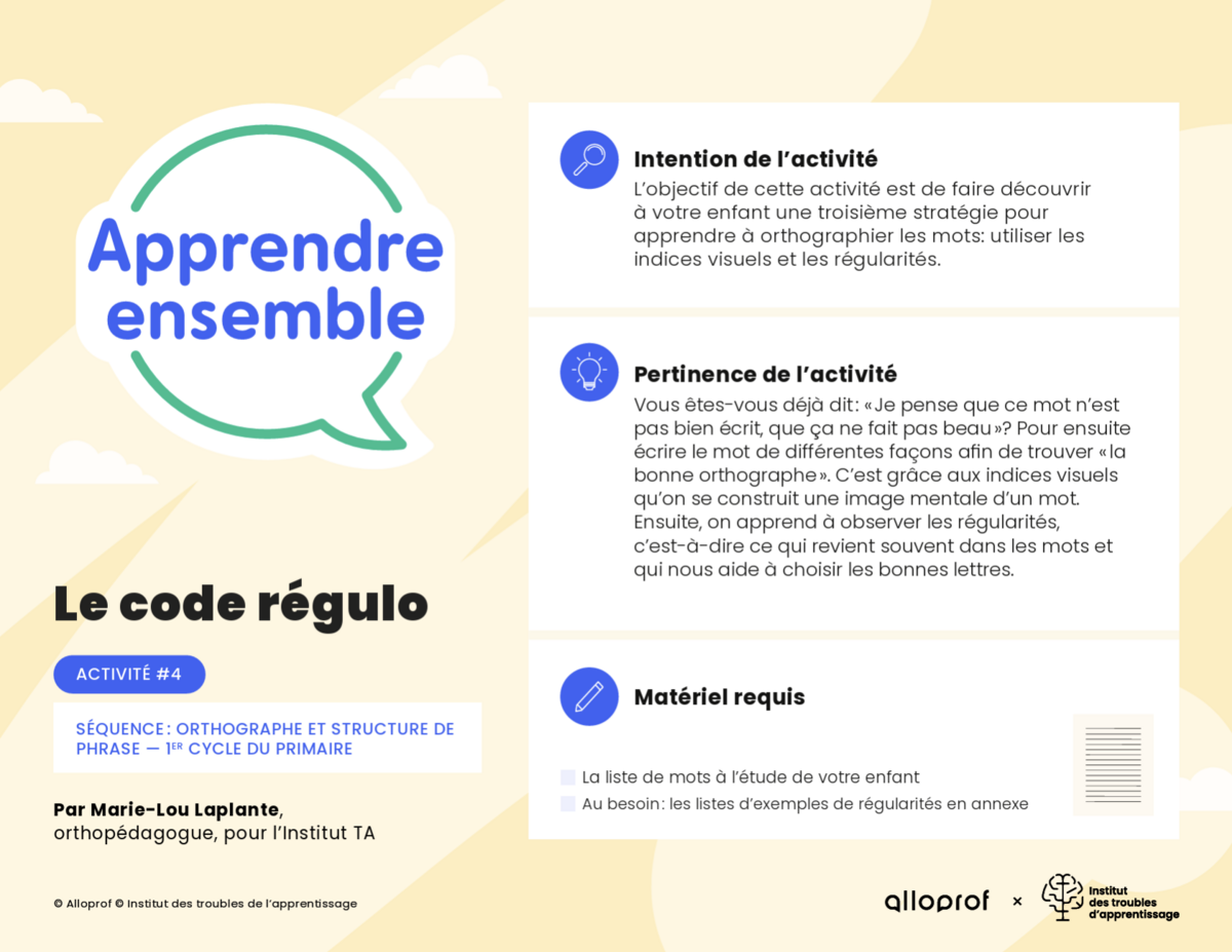 Aperçu de l'activité.