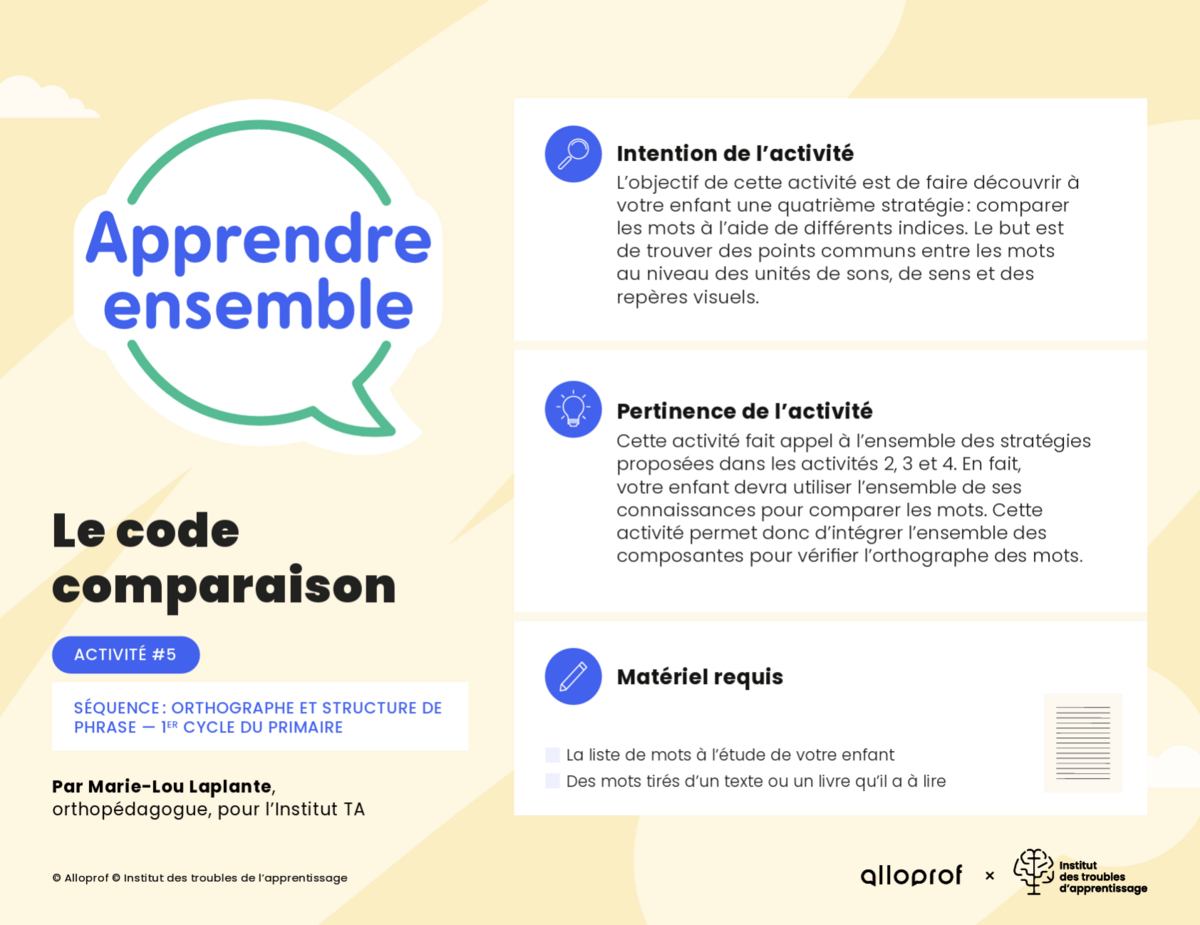 Un aperçu de l'activité.