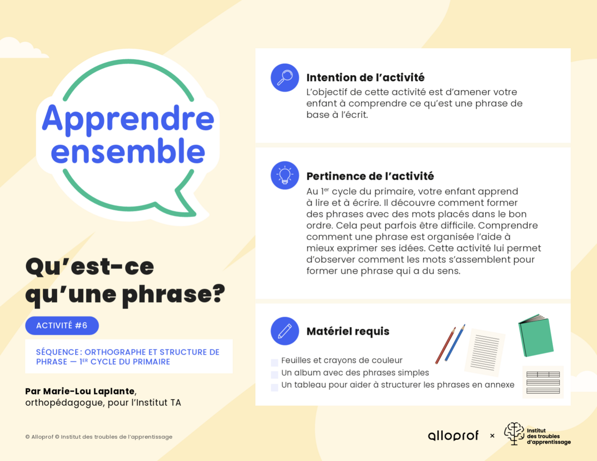 Un aperçu de l'activité.