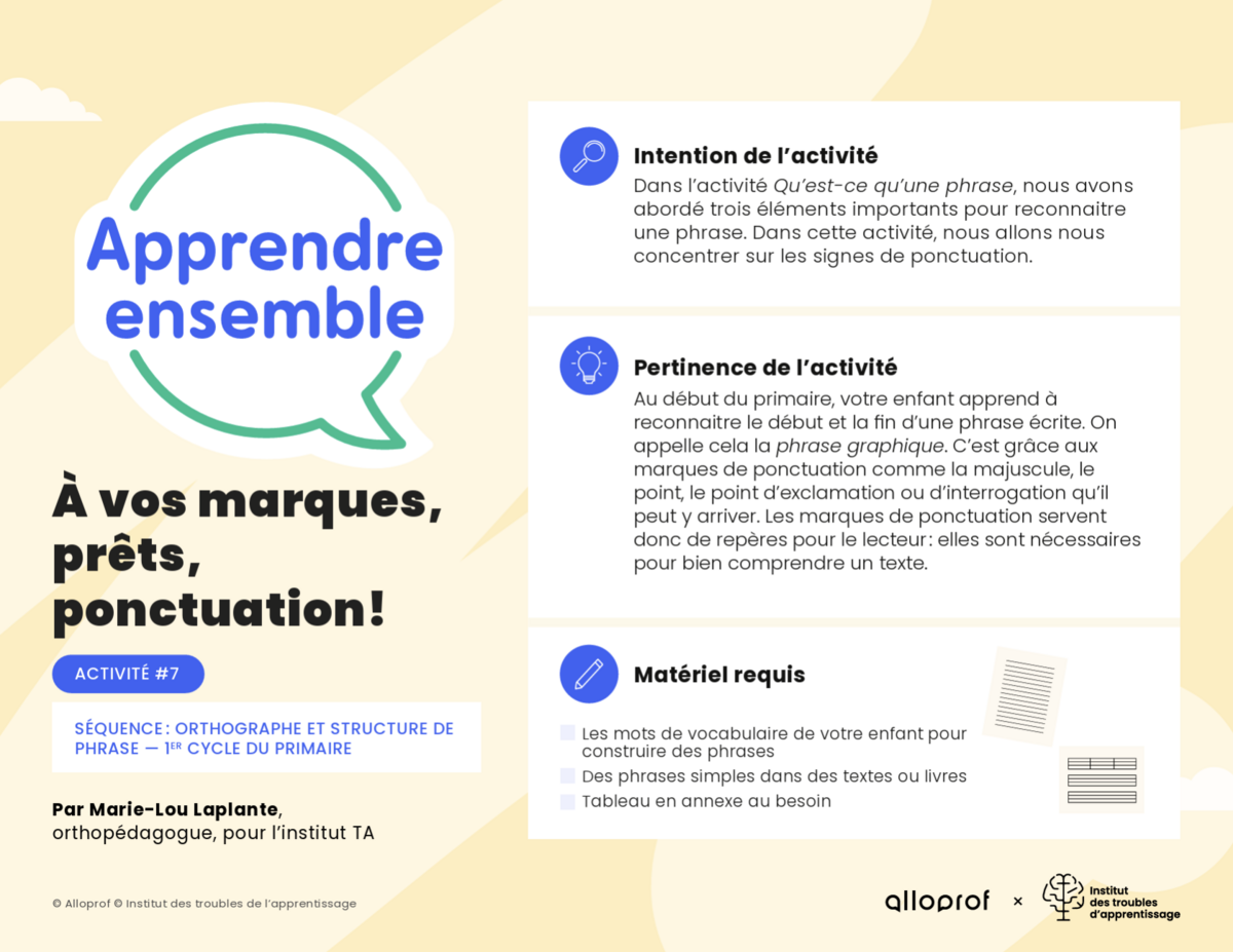 Aperçu de l'activité.