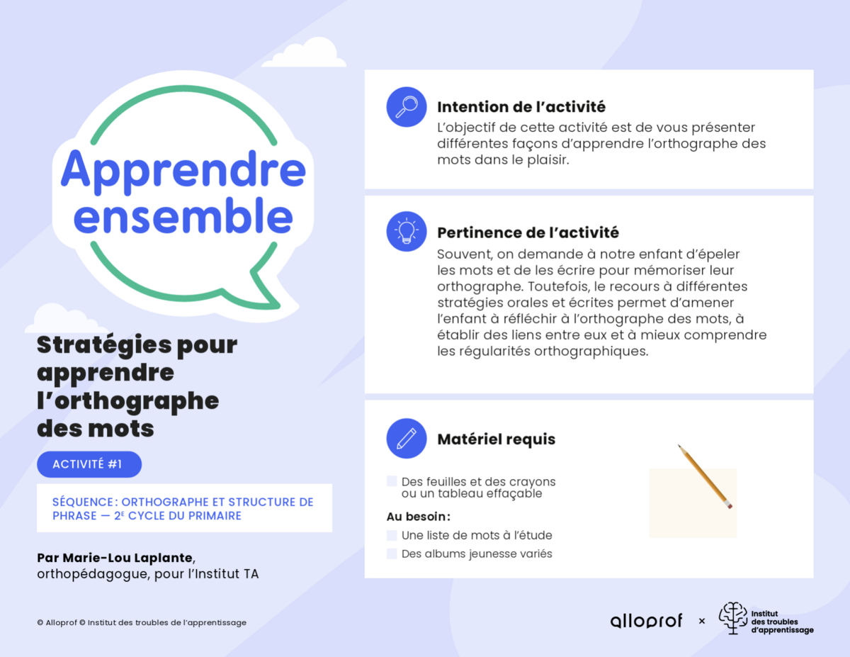 Aperçu de l'activité.