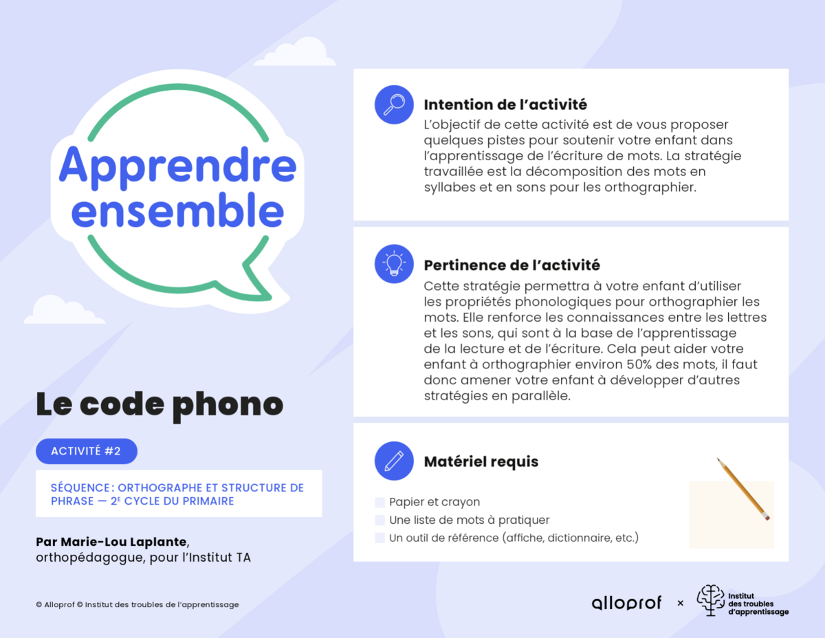 Aperçu de l'activité.