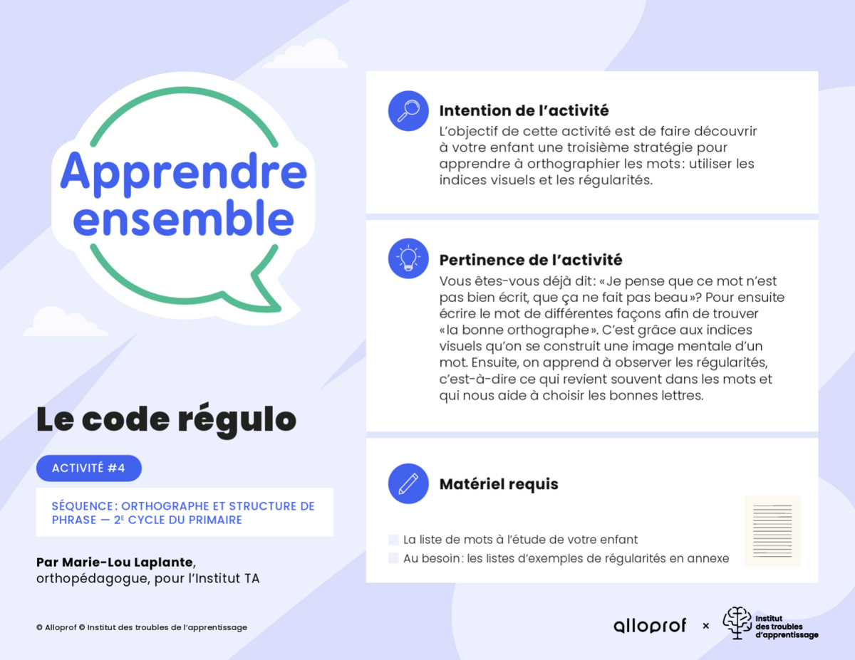 Aperçu de l'activité.