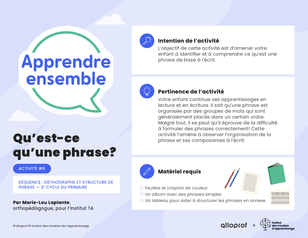 Un aperçu de l'activité.