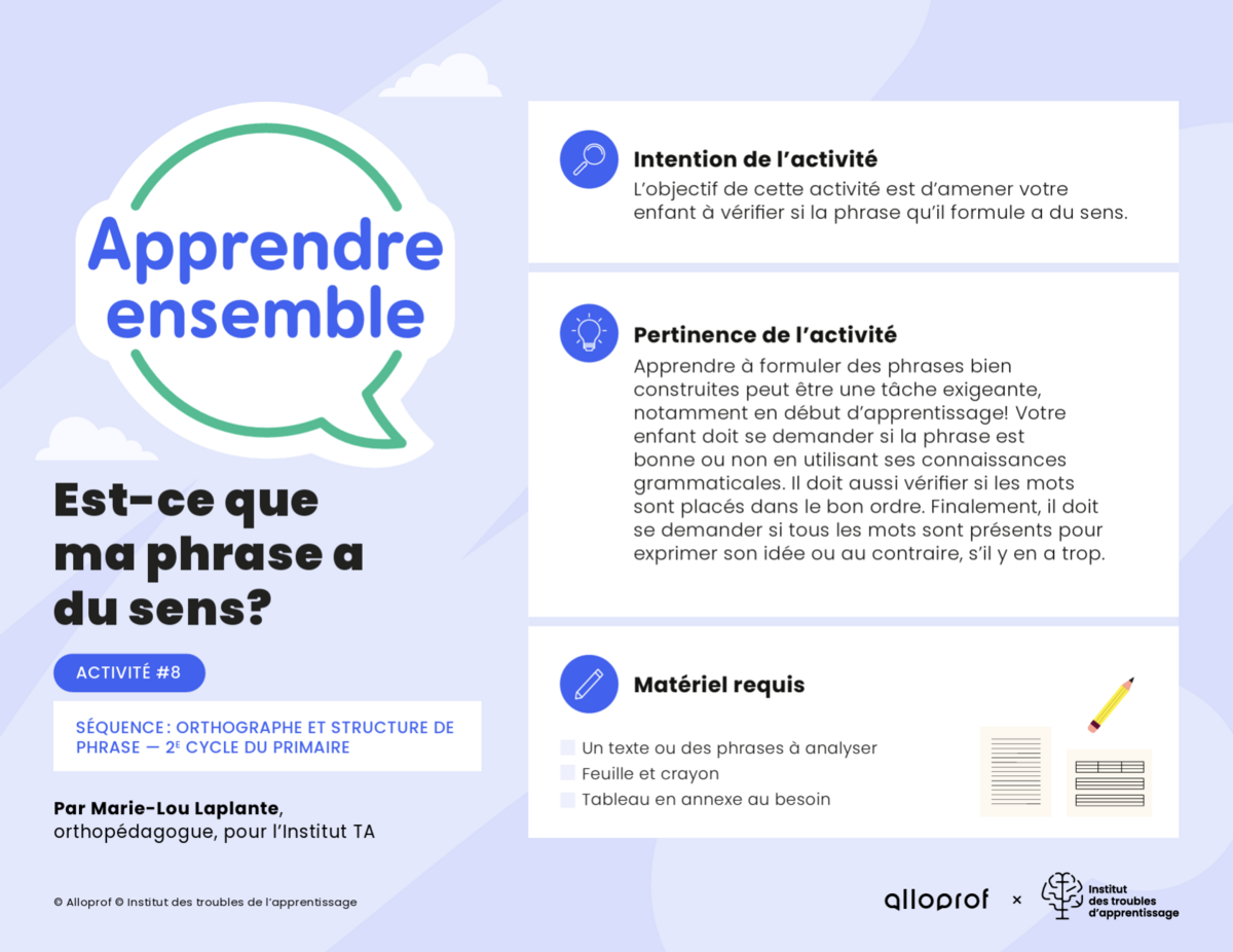 Aperçu de l'activité.