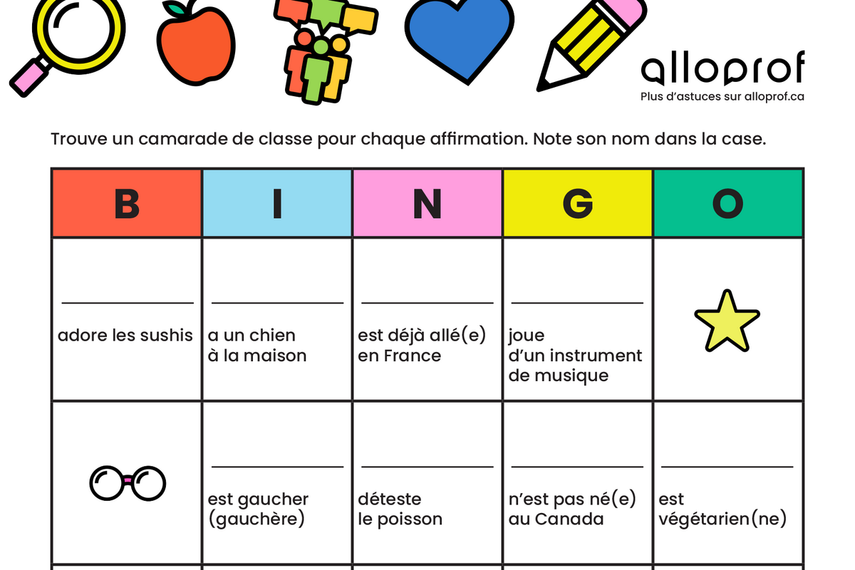 Un aperçu du bingo.