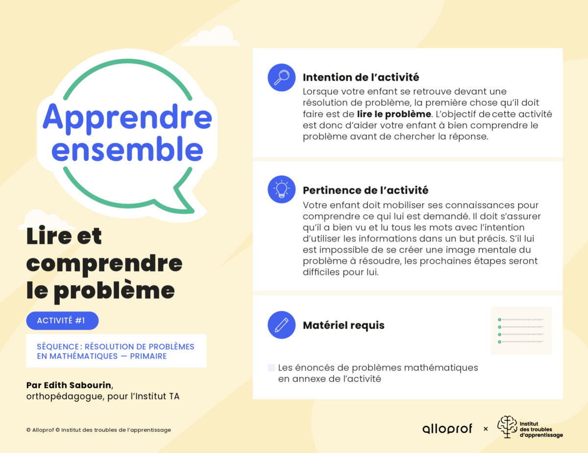 Lire et comprendre le problème