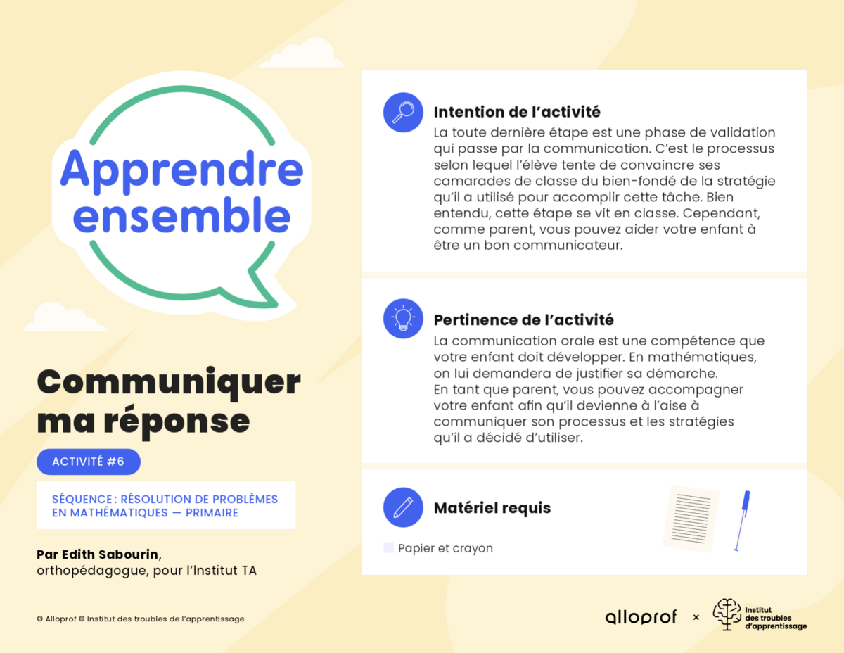 Communiquer ma réponse