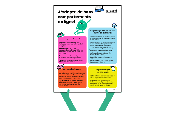 Aperçu de l'affiche sur les bons comportements à adopter en ligne. 