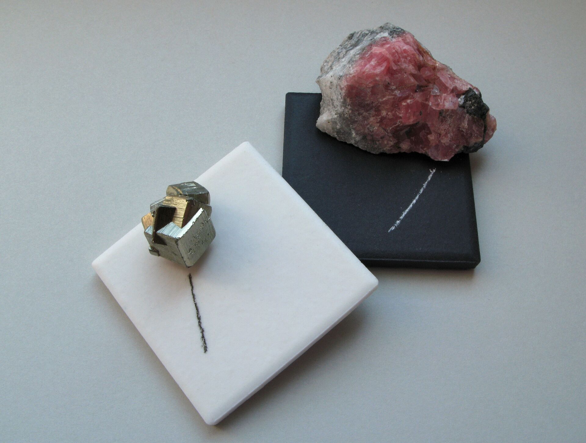 Pyrite and rhodochrosite