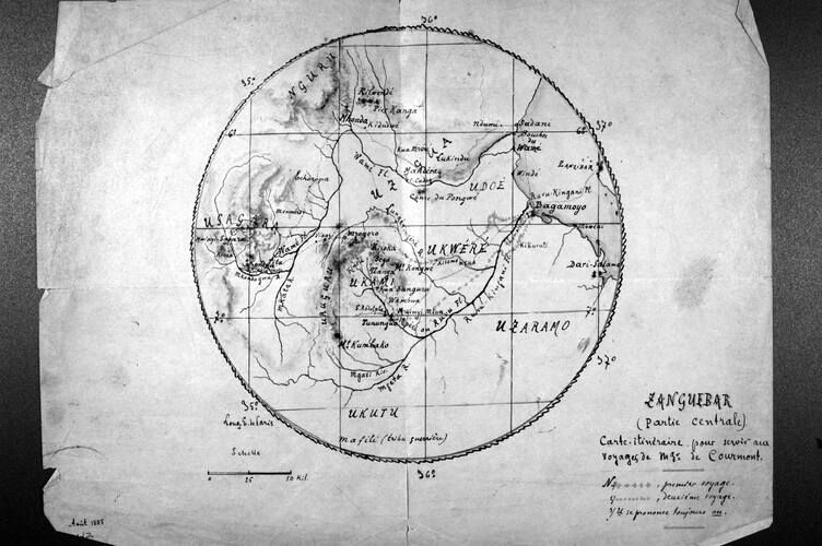 Original map of West Africa, drawn by Père Le Roy in 1888.