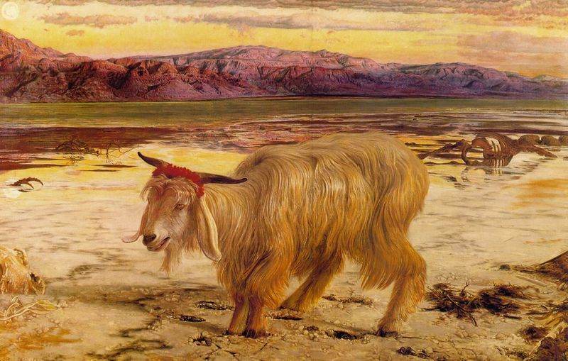 Representation of the Jewish tradition of the scapegoat by the painter William Holman Hunt, 1854