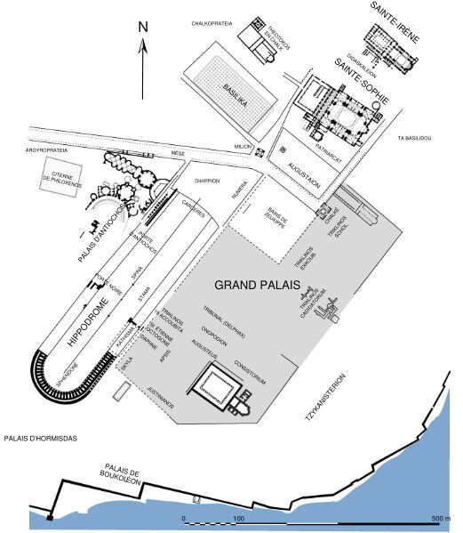 Map of Constantinople during the Eastern Roman Empire.