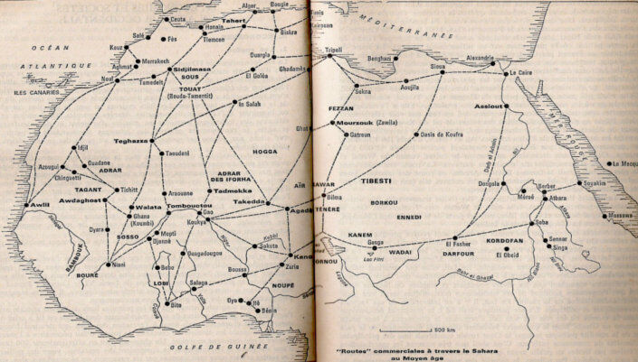 African trade routes in the Middle Ages.